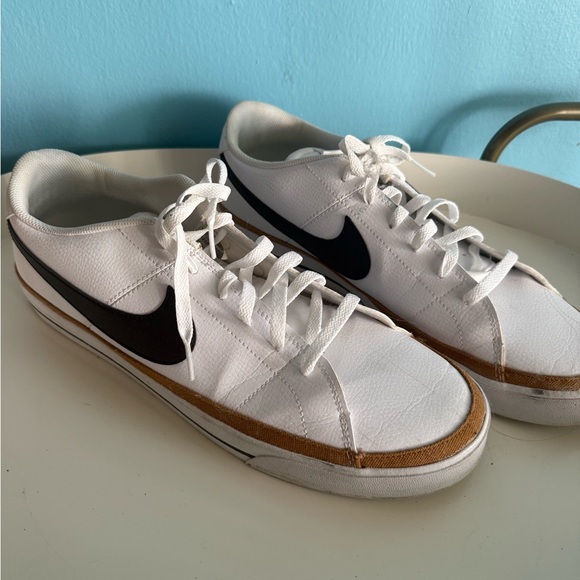 Nike Other - Nike Men's White and Black Sneakers with Brown Trim